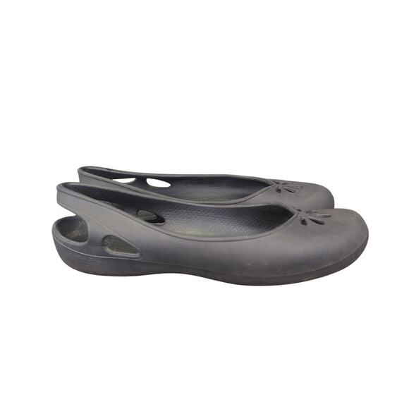 Crocs Taylor Slingback Slip-on Shoes 200092 Black Round Toe Flats Women's Size 7 - Picture 1 of 8